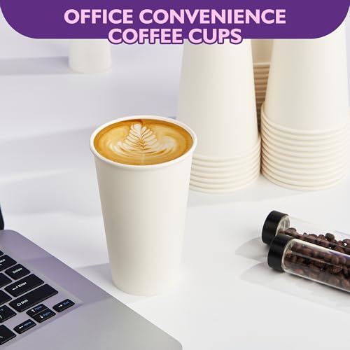 16 oz White Paper Coffee Cups, Disposable Hot Drink Cups for Coffee, Tea, Cocoa, Water, 200 Pack - color: White, size: 16 oz
