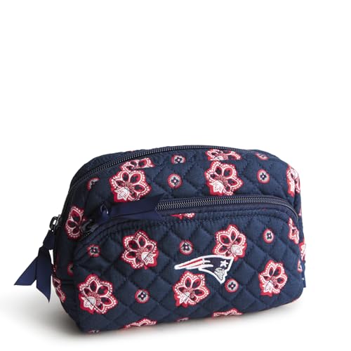 Vera Bradley Women's Cotton Nfl Medium Cosmetic Makeup Organizer Bag (Multiple Teams Available) - color: Nautical Blue/Red Bandana w/New England Patriots, size: One Size