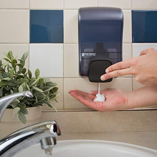 San Jamar Rely Soap Dispenser – 900ml Wall Mounted Manual Liquid Dispenser with Efficient Pump for Home and Commercial Use, Black Pearl