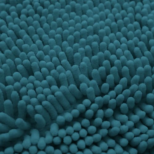 Non-Slip Bath Rug,Extra Soft Microfiber Bedroom Shag Carpet with Anti-Slip Backing,Water/Dust Absorbent Fast Dry Shower Mat,Sound Insulated Stairs Pad,Machine Washable (Turquoise,12 x 24 Inches) - color: Turquoise, size: 2' x 1' (Rectangular)