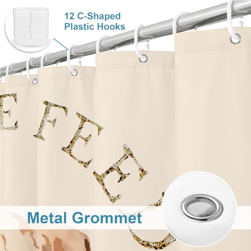 Farmhouse Abstract Animal Cattle Feed Cow Rustic Fabric Shower Curtain Sets Bathroom Decor with Grommets and Hooks - 36 W x 72 H Inch Ivory White - size: 36"W x 72"L (Pack of 1)