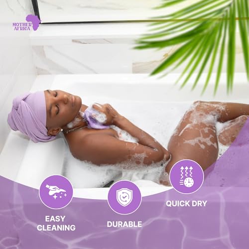 MOTHER AFRICA African Net Sponge Authentic with Knots 2 Pack Black Owned Exfoliating Body Scrubber Bath Sponge for Shower Washcloth Loofah Gentle Deep Cleansing Back Scrubber Face & Body Men & Woman - color: Lavender & Coral Pink