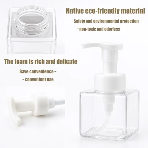12 Piece 250ml Foam Soap Dispenser, Travel Foam Dispenser. Refillable Plastic Pump Hand Soap Bottle, Travel Essentials, Clear Container for Bathroom Vanity - color: Transparent Color