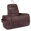 LEATHER VILLAGE Genuine Leather Travel Dopp Kit for Men & Women – Water-Resistant Large-Capacity Hanging Toiletry Bag for Travel, Grooming, Bathroom Organization, Shaving Essentials & Gym Use - Cherry - color: Cherry