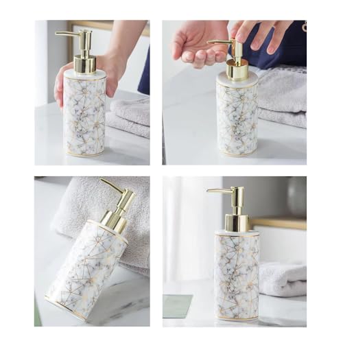Ceramic Soap Dispenser for Bathroom Kitchen for Liquid Hand Dish Soap (Gold) - color: Gold