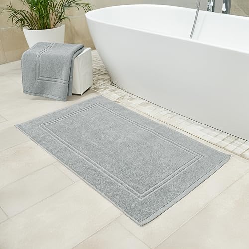 Tens Towels Pack of 2 Bath Mats 100% Cotton, 20 x 32 Inches, Super Absorbent, Hotel Quality Premium Floor Towels, Luxurious, Soft & Quick Dry, Not a Bathroom Rug, Cool Grey - color: Cool Grey