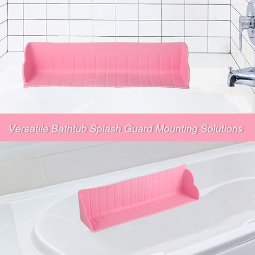 Bathtub Splash Guard, Silicone Bath Tray Spill-Proof Bath & Kitchen Sink Organizer Toy Storage Shelf Waterproof Barrier - color: Light Pink