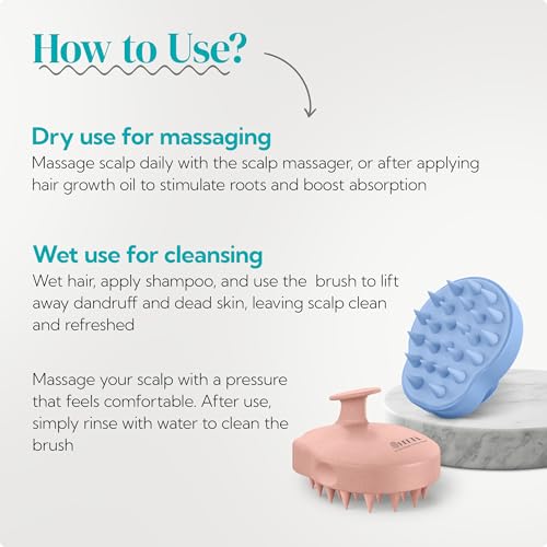 HEETA Scalp Massager 2 Pack for Hair Growth, Soft Silicone Bristles to Remove Dandruff and Relieve Itching, Scalp Scrubber for Hair Care Relax, Shampoo Brush for Wet Dry Use - New Pink & Blue - color: 01- New Pink & Blue