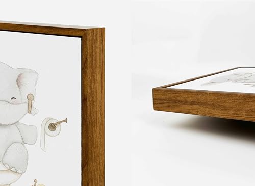 Framed. Set of three prints for bathrooms. An elephant in my bathroom wall art. Canvas Print. Funny kids Bathroom home decor. 12x16 inch. - color: X, size: 16"L x 12"W