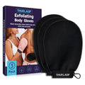 Exfoliating Glove, Korean Exfoliating Mitt, Body Scrub, 3ct | Viscose Fiber Bath Scrubber for Deep Exfoliation, Removes Dead Skin & Preps Skin for Self-Tanning, Leaving Skin Smooth - color: Black Black Black