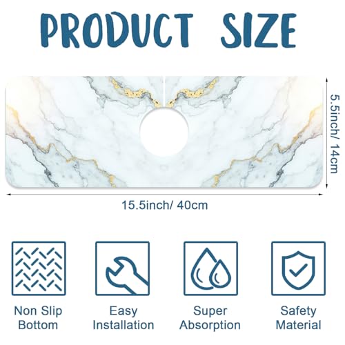 Faucet Mat for Kitchen Sink Absorbent Splash Guard Bathroom 15.5"X5.5" - size: 15.5" x 5.5"