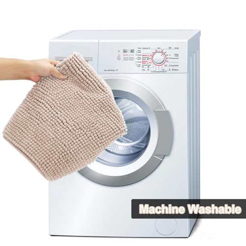 Urvoix Bathroom Rugs Sets 3 Piece, Non-Slip Chenille Bath Rug - Ultra Soft, Washable, Super Absorbent Bath Mat for Bathroom, Toilet and Tub (Cream Beige) - color: Cream Beige