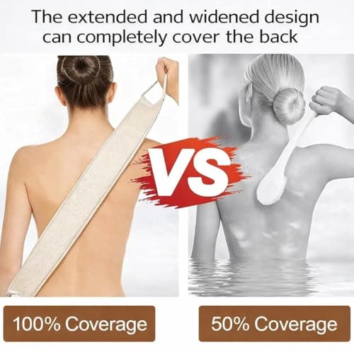 Natural Loofah Back Scrubber, Exfoliating Sponge Set for Showers | Unisex Body Exfoliator and Oval Bath Pads for Back Deep Cleansing, Ideal for Men and Women at Home, Gym or During Travel