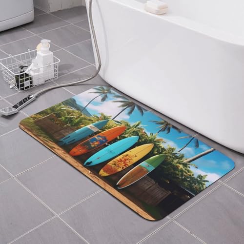 Stone Bath Mats for Bathroom Diatomaceous Earth Bath Mat Super Absorbent Floor Mat Surf's up Surfboard Stone Drying Mats Quick Drying Diatomite Shower Mat for Bathtub Pad 19.7x31.5in - color: Surf's Up Surfboard, size: 1'8" x 2'8" (Rectangular)