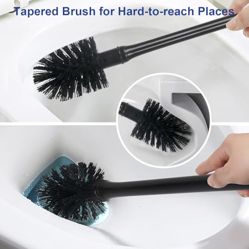 CELOX Toilet Bowl Brush and Holder, Compact Toilet Brush with Breathable Ventilation Stand Base, Bathroom Cleaning Kit, Black, 2 Set - color: Black