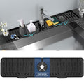 24" Splash Guard Plus Size Silicone Sink Faucet Drying Mat Handle Drip Catcher Tray Dish Sponge Holder Kitchen Accessories Protector Home Organization Gadgets Organizer - size: Black: 23.4"x5.7"