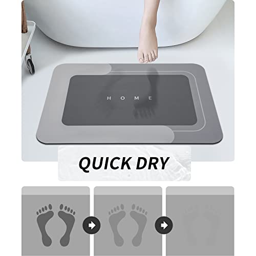 Housego Absorbent Bath Mat Magic Rug, Quick Drying Mat Magic Bath Mat Non-Slip Floor Rug Rubber Backed for Bathroom Kitchen Shower Sink, Water Absorbent (1PC, 15.7''x23.6'', Dark Gray) - color: Dark Gray, size: 1 Rectangular Piece (15.7" x 23.6")