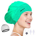 WHALE Extra Large Swim Cap Designed for Men and Women with Thick, Long Hair, Hair Extensions Or Afro-Textured Hair Long-Hair Swim Cap Highly Waterproof to Keep Hair Dry - color: Light green