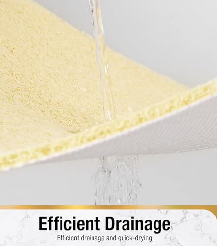 HITSLAM Shower Mat, 32 x 24 Inch Non Slip Bath Mat for Tub, Soft PVC Loofah Bathtub Mats with Drain Holes, Quick Drying Bathroom Stall Floor Mat, Bathroom Accessories Without Suction Cup, Beige - color: Beige, size: 32" x 24" (Rectangular)