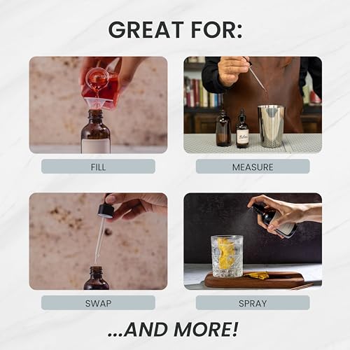 A Bar Above 6-Pack, 2.0-Ounce, Amber Color, with Funnel, Spooly, and Stickers - color: Brown, size: 2oz