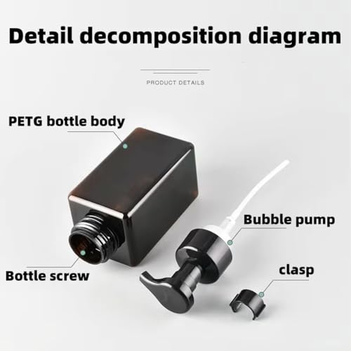 2Pcs Foaming Soap Dispenser, 450ml(16oz) Refillable Modern Square Pump Bottle for Shampoo, Body Wash, Liquid Soap, PETG Plastic Empty Soap Dispenser for Kitchen, Bathroom, Hospital (Brown) - color: Brown
