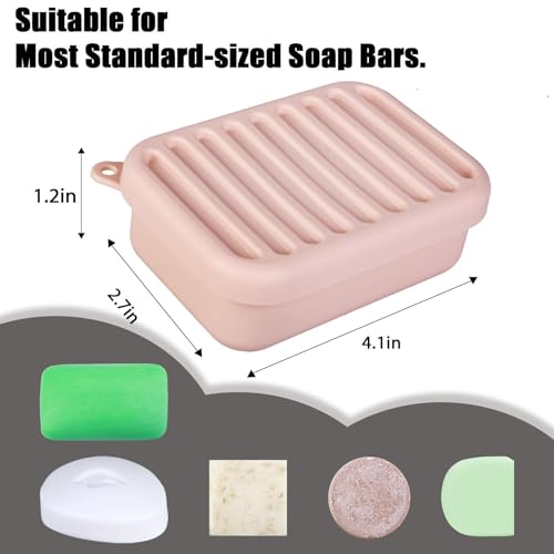 Silicone Travel Soap Case, Leak-Proof Soap Container with Pad, Peach Pink | Silicone Soap Holder, Travel Soap Case, Leak-Proof Soap Box, Removable Drain Tray, Portable Soap Container, Gym & Camping Use - color: Peach Pink