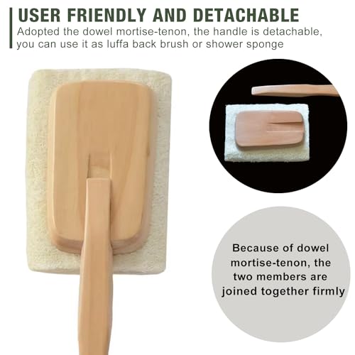 2 Pack Natural Exfoliating Loofah Luffa Loofa Bath Brush On a Stick, Shower Sponge Back Scrubber with Long Wooden Handle for Men & Women, Deep Clean and Invigorate Your Skin Back Brush - style: Loofah Back Brushes