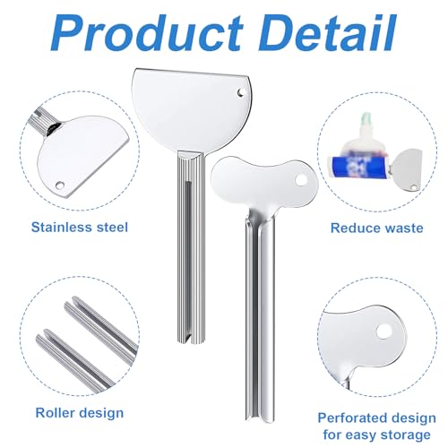 4 Pcs Toothpaste Tube Squeezer,Keys Metal Roller Hair Dye Dispenser Tool, Stainless Steel Toothpaste Squeezers,Metal Tube Key Squeezers Tooth Paste Squeezer for Bathroom Cosmetic Paint Hand Cream