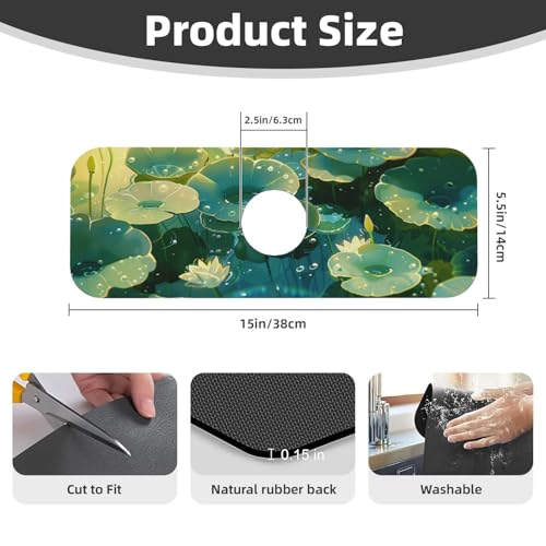 Faucet Draining Mat For Kitchen Sink, Green Lotus Leaves Diatom Mud Absorbent Drain Pad For Bathroom Kitchen Sink Splash Guard Drying Mat - color: Green Lotus Leaves