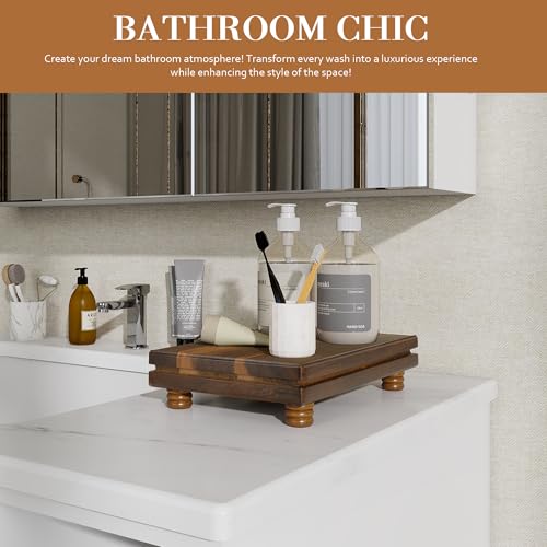 EOSAHR Unique Wood Riser Display Stand for Home Decor – Farmhouse Riser for Decor as Plant Stand & Soap Holder - Ideal for Displaying Apartment Decor Style (Light Acacia Wood) - color: Acacia Wood