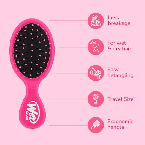 Wet Brush Mini Detangler Hair Brush, Pink - Detangling Travel Hair Brush - Ultra-Soft IntelliFlex Bristles Glide Through Tangles with Ease - Pain-Free - All Hair Types - color: Pink, size: 1 Count (Pack of 1)