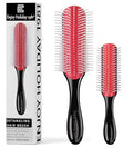 2 PCS Hair Brush for Women Men 7 Row 5 Row Curly Wet or Dry Hair Classic Styling Brushes for Natural Thick Hair, Blow Separating, Shaping Defining Curls Tools Travel Bristle Black Hairbrush - color: Black 9 Row and 5 Row