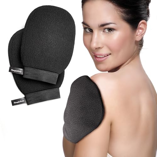 SimpleField Korean Exfoliating Mitt for Remove Dead Skin. 2 Pack 100% Viscose Kessa Deep Exfoliating Gloves for Body Scrub, Keratosis Pilaris and Self Tanning Removal. Easily Smooth Skin Surface. - style: 2 Piece