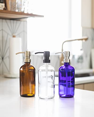 Amber Glass Bottle Soap and Lotion Dispenser with Brass Pump - 16 oz - by Jarmazing Products - color: Amber/Brass 16oz, size: Pack of 1