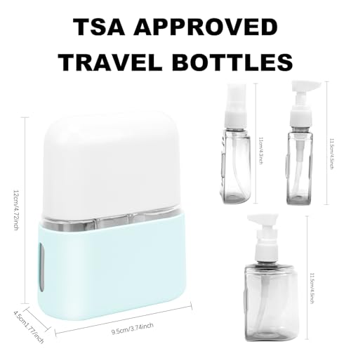 Skycase Travel Bottles - Leak Proof Refillable Tsa Approved Travel Size Toiletries, 3 in 1 Liquid Bottles Containers with Labels and Funnel Airplane Accessories Kits for Lotion Liquid (Blue) - color: Blue, size: 3 in 1