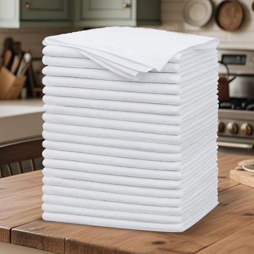 20 Pack White Microfiber Cleaning Cloth, Lint-Free Car Wash Towels, All-Purpose Absorbent Cleaning Rags for Housekeeping, Dust Cloth for Office, Mechanic, Automotive - color: White