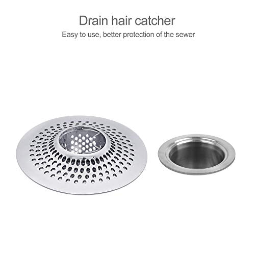 LEKEYE Drain Hair Catcher/Bathtub Shower Drain Hair Trap/Strainer Stainless Steel Drain Protector(Patented Product) - color: Silver