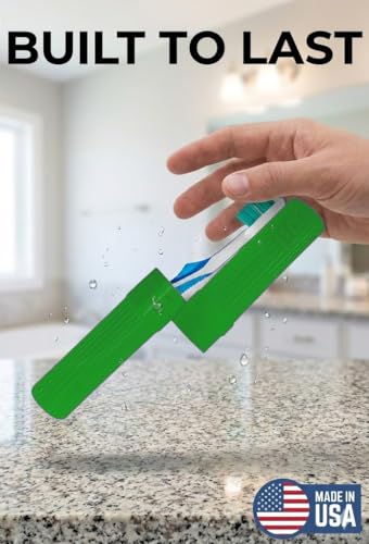 American Comb Toothbrush Holder (Green) - Made in USA, with Ventilation Holes, for Toothbrush Covers, Toothbrush Holder, Toothbrush Soft, Durable Design, Hygienic Bathroom Accessory - color: Green