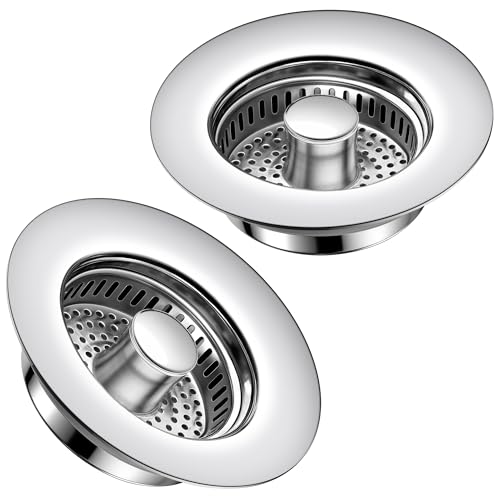 Kitchen Sink Drain Strainer 2 Pack, 304 Stainless Steel Pop Up Sink Stopper, Anti-Clogging Sink Drain Strainer for US Standard Kitchen Drain (Chrome) - color: Chrome, size: 2 Pack
