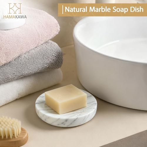 Natural Marble Soap Dish, Round Carrara White Jewelry Dish, Limestone Shower Soap Holder, Modern Stone Sponge Holder, Bar Soap Saver Tray for Bathroom, Kitchen, Easy to Clean - color: Carrara White 4.5-in Circ