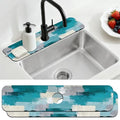 2 Pcs Kitchen Sink Splash Guard Faucet Mat Graffiti Style Faucet Mat for Sinks Abstract Painting Absorbing Drying Mats for Kitchen Bathroom, 23.6x5.5inch - color: Graffiti Style
