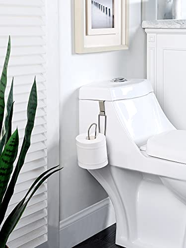 SunnyPoint Over The Tank Toilet Tissue Paper Roll Holder Dispenser and Reserve for Bathroom Storage and Organization - Metal, Hanging, Holds 1 Roll (Satin Nickel) - color: Satin Nickel