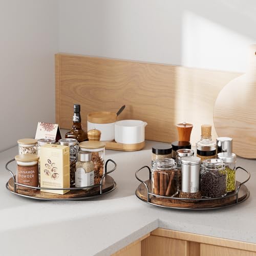 LAMU Lazy Susan Organizer, 12'' Lazy Susan Turntable for Cabinet, Table Top, Kitchen, Countertop, Bathroom, Pantry, Spice Organization, Wooden,1 Pack - size: 12in 1 Pack