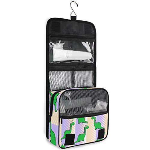 senya Hanging Travel Toiletry Bag Kit Makeup Case Cosmetics Organizer for Men Women - color: Dinosaur Stripe