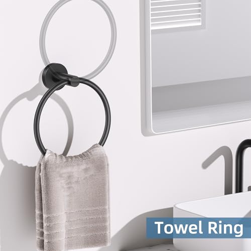 10 Pieces Matte Black Bathroom Hardware Accessories Towel Bar Set Black Towle Racks for Bathroom Wall Mounted Stainless Steel Toilet Paper Holder Towel Holder Kit - color: Matte Black, size: 10 Pieces A