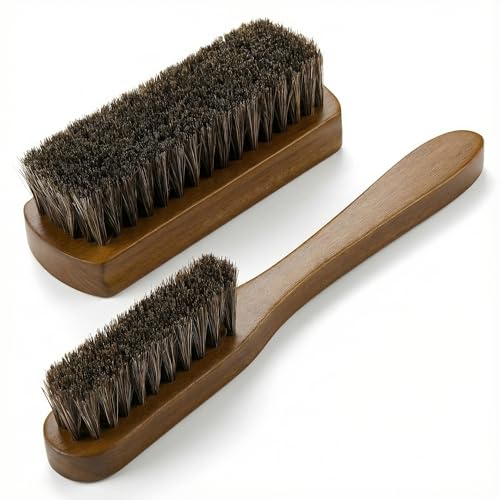 TAKAVU Leather & Upholstery Cleaning Brush Set, Soft Horse Hair Bristle | Car Detailing Brush for Alcantara, Leather Seats, Suede, Car Interior, Sofa & Convertible Tops