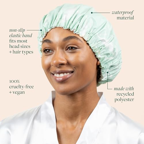 EcoTools XL Shower Cap, Large Hair Cap For Shower Or Bath, Protect Hair & Keep Dry, Reusable & Waterproof Material, Comfortable Fit For All Hair Types & Head Sizes, Cruelty-Free & Vegan, 1 Count