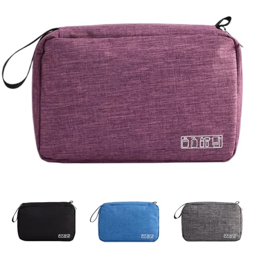 Hanging Toiletry Bag, Purple, Women or Man | Wash Bag, Makeup Cosmetic Organizer, Foldable Compact Size, Super Durable Fabric - color: Purple