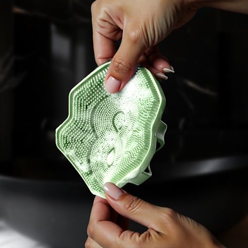 Silicone Shower Scrubber for Body – Exfoliating Loofah Alternative, Zinc & Silver-Infused, Hygienic & Gentle for Sensitive Skin, Durable & Long-Lasting Body Scrubber for Men & Women - Mint - color: Mint