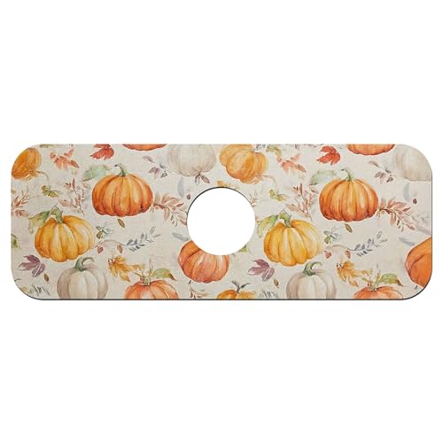 Faucet Fast Absorbent Pad - Autumn Pumpkins And Leaves Drying Pad, Suitable For Kitchen, Bathroom, Island And Other Scenes - color: Autumn pumpkins and leaves